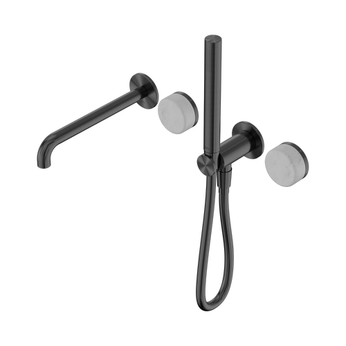 Serenity Progressive Shower System with Spout with Carrara Handle and Slim Shower Gunmetal [309367]