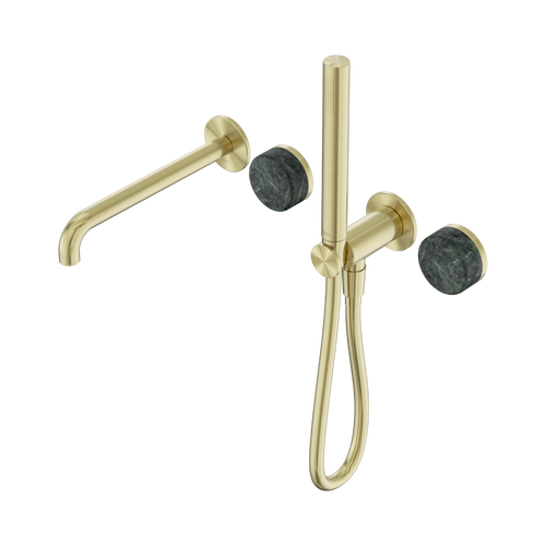 Serenity Progressive Shower System with Spout with Verde Alpi Handle and Slim Shower Brushed Gold [309389]