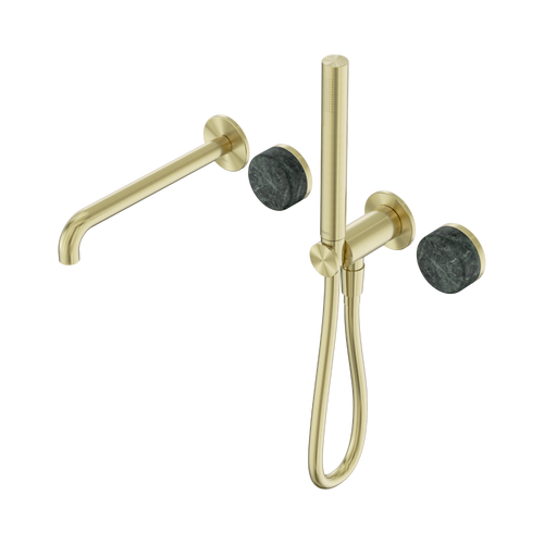 Serenity Progressive Shower System with Spout with Verde Alpi Handle and Slim Shower Brushed Gold [309389]
