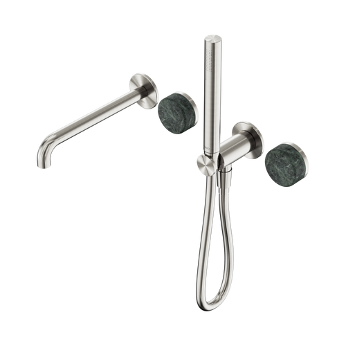 Serenity Progressive Shower System with Spout with Verde Alpi Handle and Slim Shower Brushed Nickel [309406]