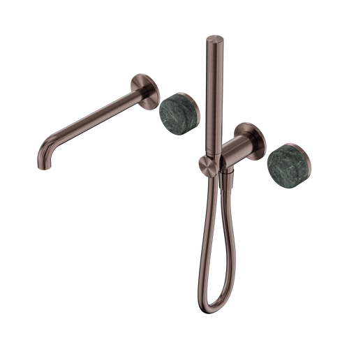 Serenity Progressive Shower System with Spout with Verde Alpi Handle and Slim Shower Brushed Bronze [309450]