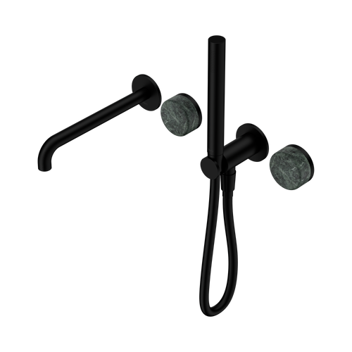 Serenity Progressive Shower System with Spout with Verde Alpi Handle and Slim Shower Matte Black [309445]
