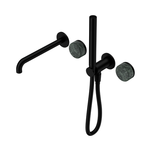 Serenity Progressive Shower System with Spout with Verde Alpi Handle and Slim Shower Matte Black [309445]