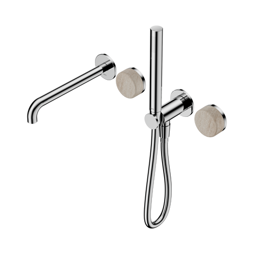 Serenity Progressive Shower System with Spout with Rome Travertine Handle and Slim Shower Chrome [309378]
