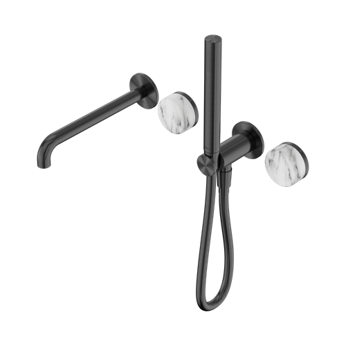 Serenity Progressive Shower System with Spout with Arabescato Corchia Handle and Slim Shower Gunmetal [309379]