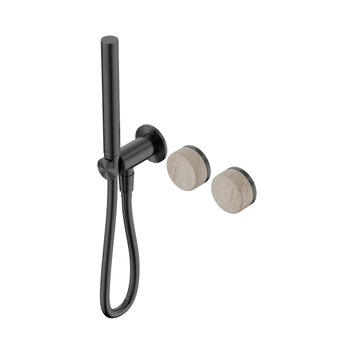 Serenity Progressive Shower System with Rome Travertine Handle and Slim Shower Gunmetal [309411]