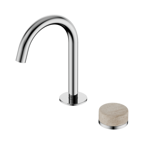 Serenity Progressive Basin Mixer Arc Spout with Rome Travertine Handle Chrome [309327]
