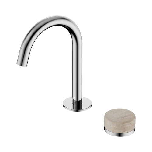 Serenity Progressive Basin Mixer Arc Spout with Rome Travertine Handle Chrome [309327]