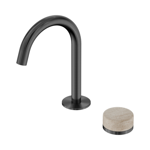 Serenity Progressive Basin Mixer Arc Spout with Rome Travertine Handle Gunmetal [309315]