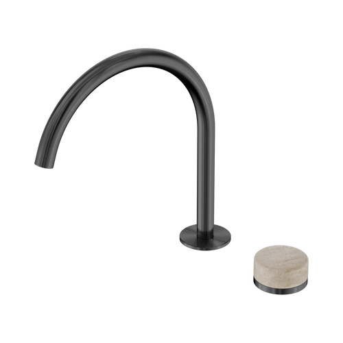 Serenity Progressive Bath or Kitchen Mixer Arc Spout with Rome Travertine Handle Gunmetal [309293]