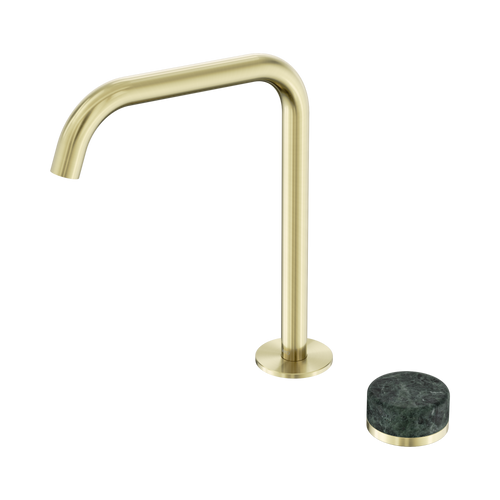Serenity Progressive Bath or Kitchen Mixer Edge Spout with Verde Alpi Handle Brushed Gold [309303]