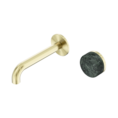 Serenity Progressive Wall Basin Mixer 160mm Spout with Verde Alpi Handle Brushed Gold [309375]