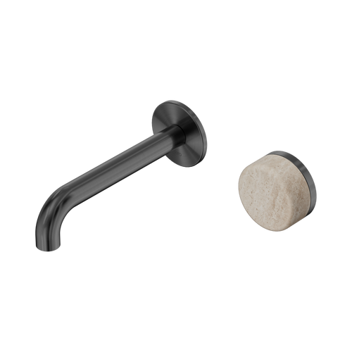 Serenity Progressive Wall Basin Mixer 160mm Spout with Rome Travertine Handle Gunmetal [309381]