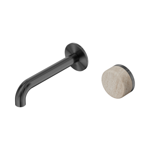 Serenity Progressive Wall Basin Mixer 160mm Spout with Rome Travertine Handle Gunmetal [309381]