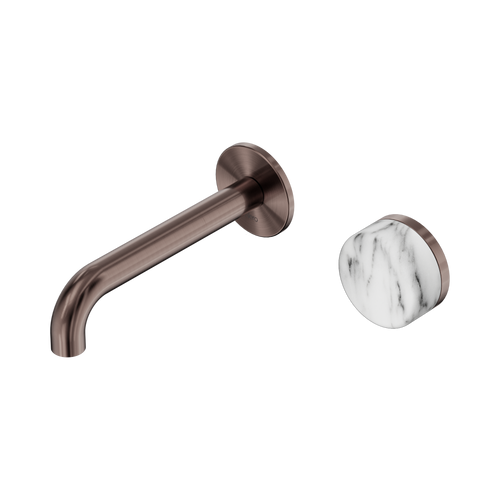 Serenity Progressive Wall Basin Mixer 160mm Spout with Arabescato Corchia Handle Brushed Bronze [309449]