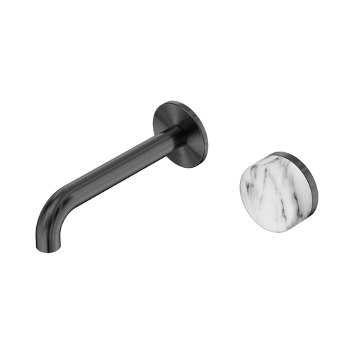 Serenity Progressive Wall Basin Mixer 160mm Spout with Arabescato Corchia Handle Gunmetal [309368]