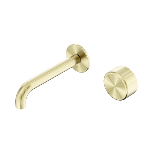 Serenity Progressive Wall Basin Mixer 160mm Spout with Metal Handle Brushed Gold [309387]