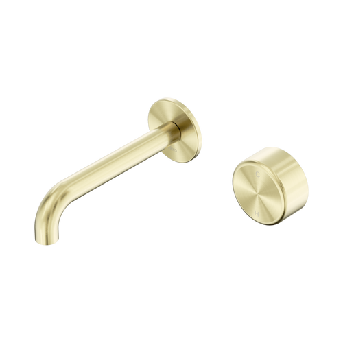 Serenity Progressive Wall Basin Mixer 160mm Spout with Metal Handle Brushed Gold [309387]