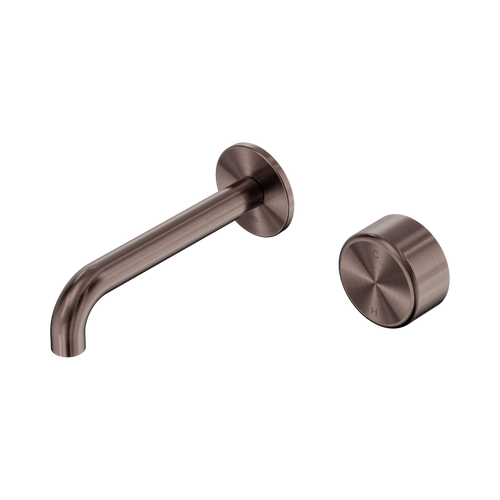 Serenity Progressive Wall Basin Mixer 160mm Spout with Metal Handle Brushed Bronze [309407]