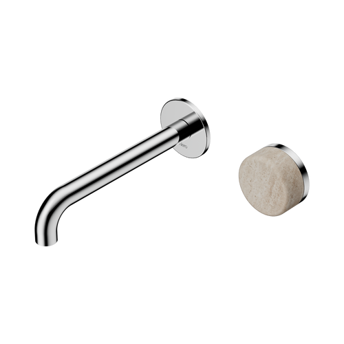 Serenity Progressive Wall Basin Mixer 185mm Spout with Rome Travertine Handle Chrome [309355]
