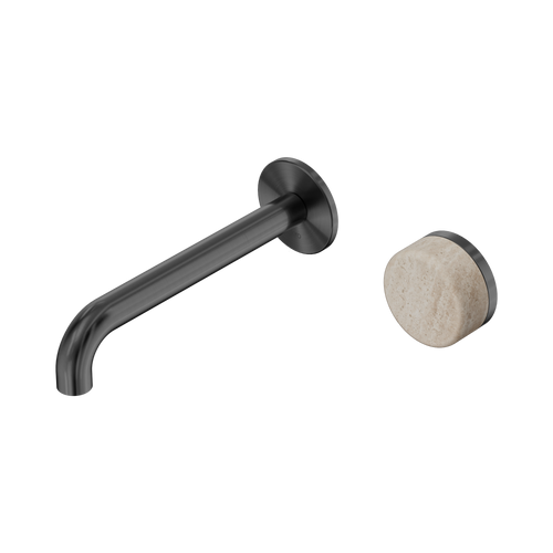 Serenity Progressive Wall Basin Mixer 185mm Spout with Rome Travertine Handle Gunmetal [309385]