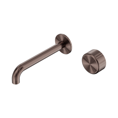 Serenity Progressive Wall Basin Mixer 185mm Spout with Metal Handle Brushed Bronze [309404]