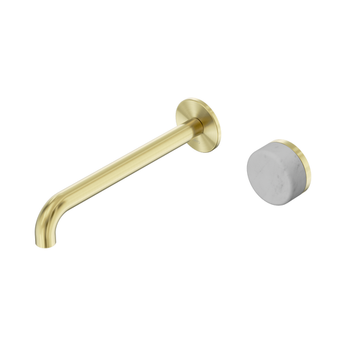 Serenity Progressive Wall Basin Mixer 220mm Spout with Carrara Handle Brushed Gold [309347]