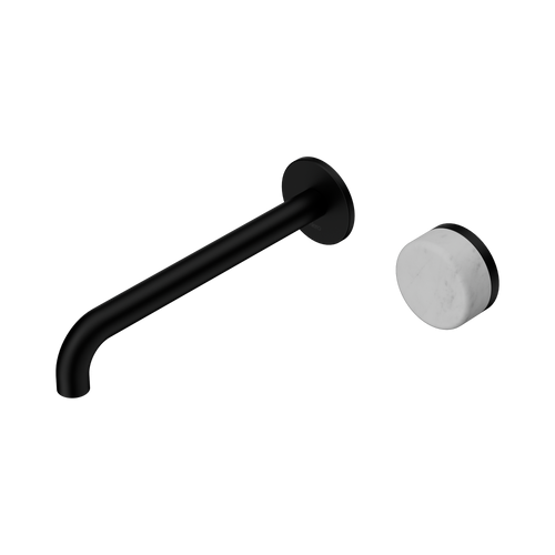 Serenity Progressive Wall Basin Mixer 220mm Spout with Carrara Handle Matte Black [309428]