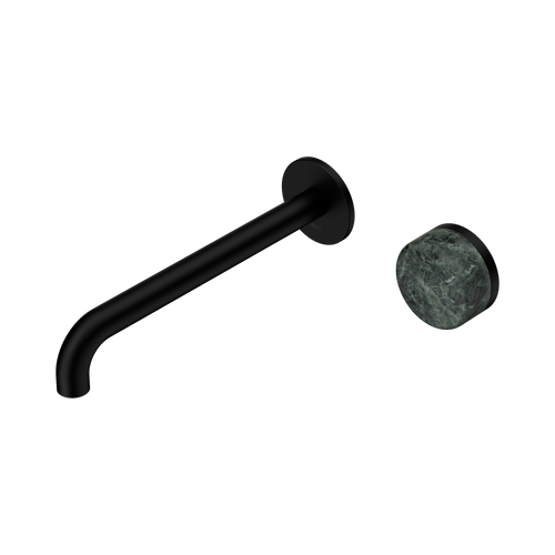 Serenity Progressive Wall Basin Mixer 220mm Spout with Verde Alpi Handle Matte Black [309382]