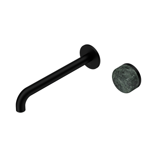 Serenity Progressive Wall Basin Mixer 220mm Spout with Verde Alpi Handle Matte Black [309382]