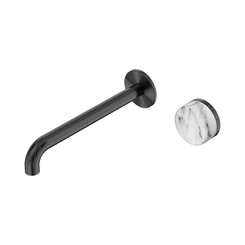 Serenity Progressive Wall Basin Mixer 220mm Spout with Arabescato Corchia Handle Gunmetal [309402]