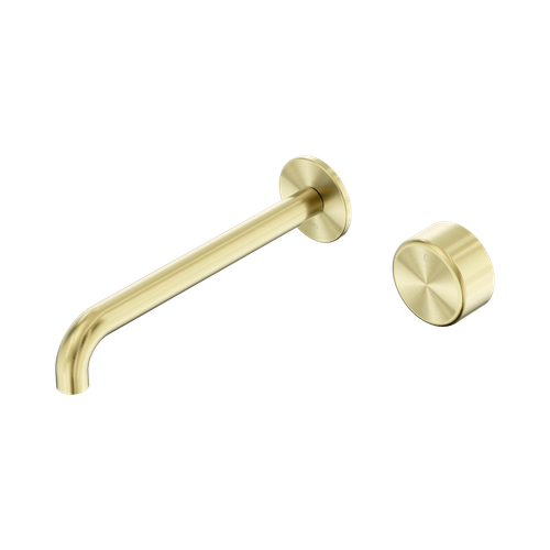 Serenity Progressive Wall Basin Mixer 220mm Spout with Metal Handle Brushed Gold [309448]