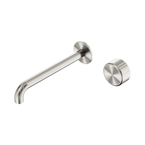 Serenity Progressive Wall Basin Mixer 220mm Spout with Metal Handle Brushed Nickel [309394]