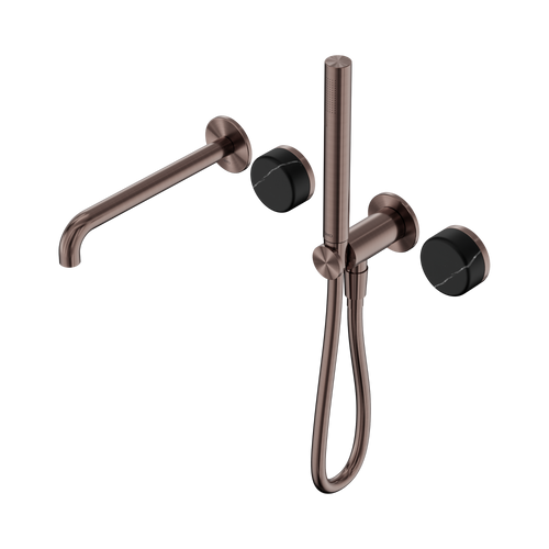 Serenity Progressive Shower System with Spout with Marquina Black Handle and Slim Shower Brushed Bronze [309345]