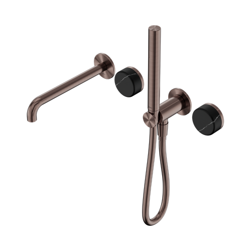Serenity Progressive Shower System with Spout with Marquina Black Handle and Slim Shower Brushed Bronze [309345]