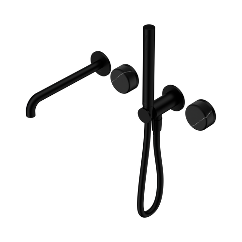 Serenity Progressive Shower System with Spout with Marquina Black Handle and Slim Shower Matte Black [309423]