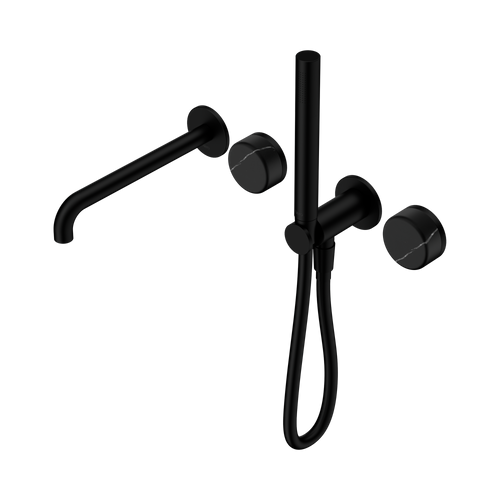 Serenity Progressive Shower System with Spout with Marquina Black Handle and Slim Shower Matte Black [309423]