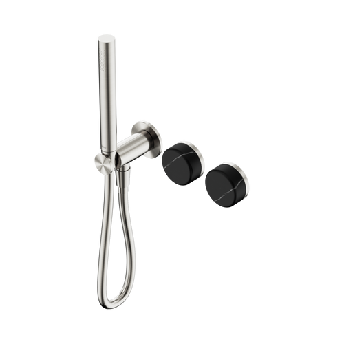 Serenity Progressive Shower System with Marquina Black Handle and Slim Shower Brushed Nickel [309409]