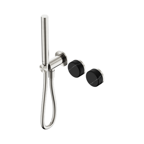 Serenity Progressive Shower System with Marquina Black Handle and Slim Shower Brushed Nickel [309409]