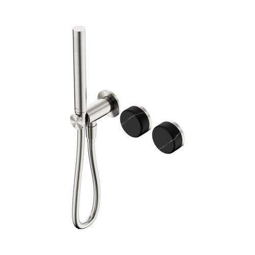 Serenity Progressive Shower System with Marquina Black Handle and Slim Shower Brushed Nickel [309409]
