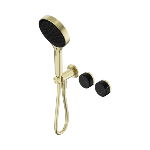 Serenity Progressive Shower System with Marquina Black Handle and Serenity Hand Shower Brushed Gold [309388]