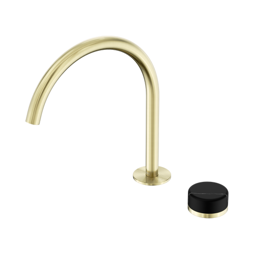 Serenity Progressive Bath or Kitchen Mixer Arc Spout with Marquina Black Handle Brushed Gold [309331]