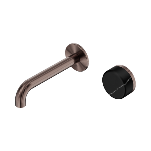 Serenity Progressive Wall Basin Mixer 160mm Spout with Marquina Black Handle Brushed Bronze [309410]