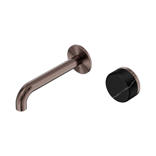Serenity Progressive Wall Basin Mixer 160mm Spout with Marquina Black Handle Brushed Bronze [309410]