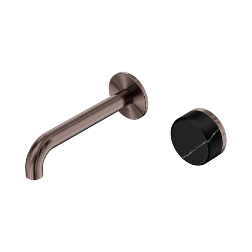 Serenity Progressive Wall Basin Mixer 160mm Spout with Marquina Black Handle Brushed Bronze [309410]