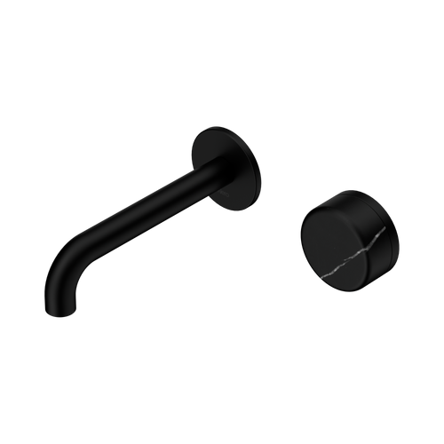 Serenity Progressive Wall Basin Mixer 160mm Spout with Marquina Black Handle Matte Black [309376]