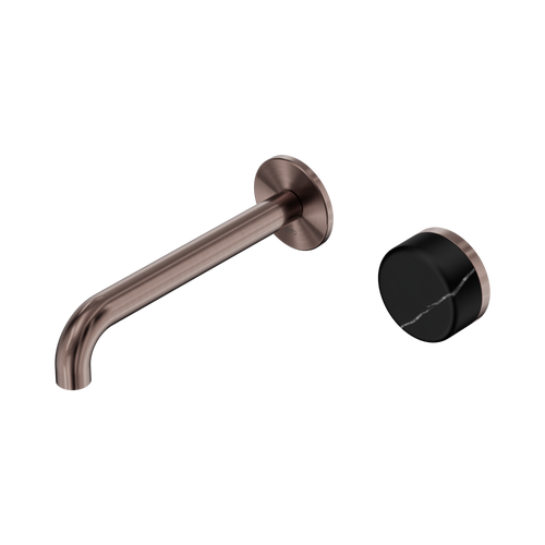 Serenity Progressive Wall Basin Mixer 185mm Spout with Marquina Black Handle Brushed Bronze [309383]