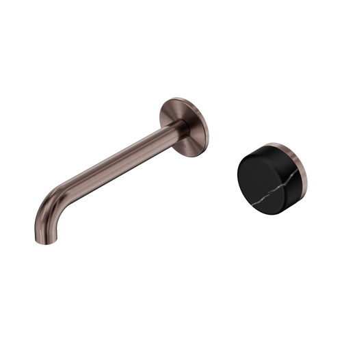 Serenity Progressive Wall Basin Mixer 185mm Spout with Marquina Black Handle Brushed Bronze [309383]