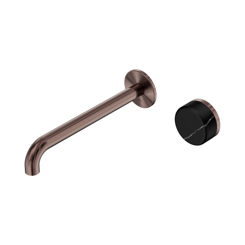 Serenity Progressive Wall Basin Mixer 220mm Spout with Marquina Black Handle Brushed Bronze [309451]