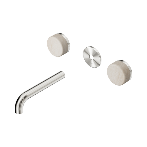 Serenity Wall Basin Set 160mm Spout with Rome Travertine Handle Trim Kit Only Brushed Nickel [311101]